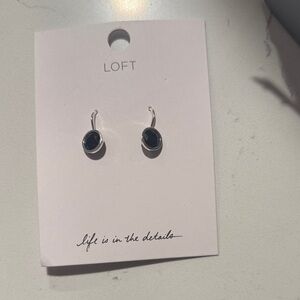 LOFT Black and Silver Oval Earrings